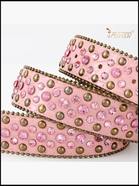 Western Rhinestone Belt with Detachable Buckle for Jeans and Dresses